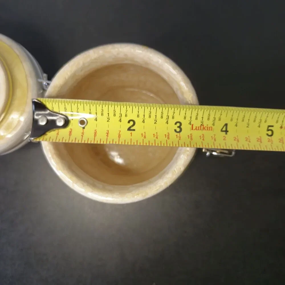 Vintage MSRF Inc Ceramic Fruit Canister Jar Metal Hinged Locking Lid Cottagecore